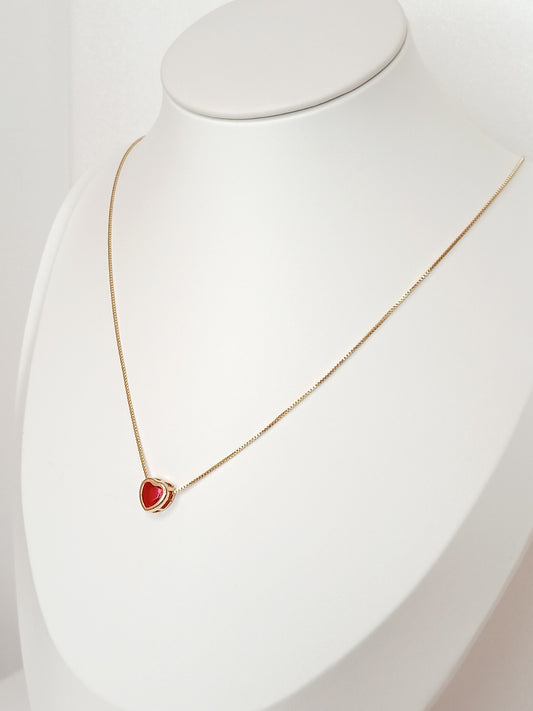 Colar Zircônia Coração Vermelho Rubi