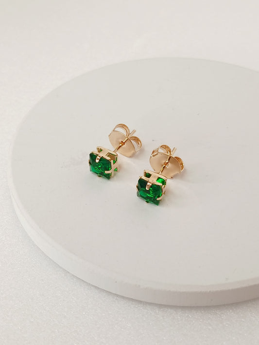 Brinco Quadrado Verde Esmeralda