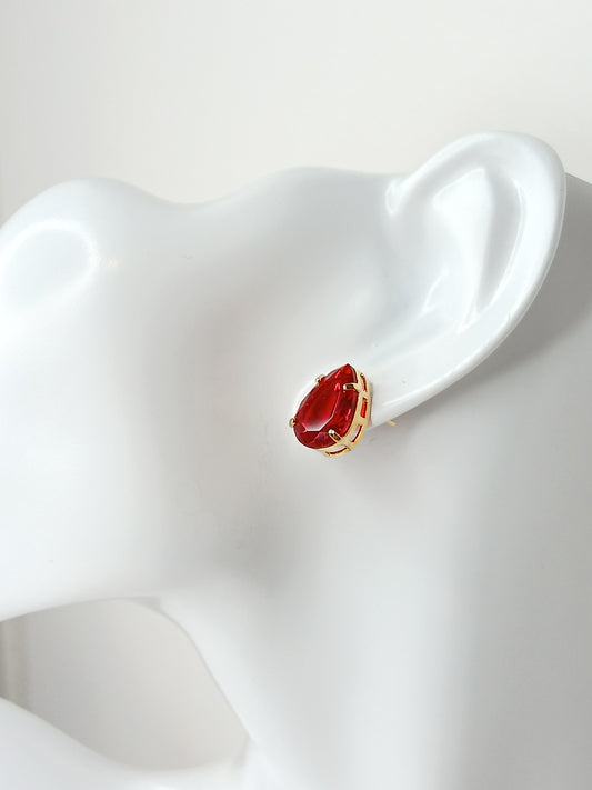 Brinco Zircônia Gota Rubi