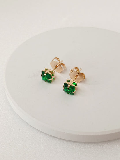 Brinco Quadrado Verde Esmeralda