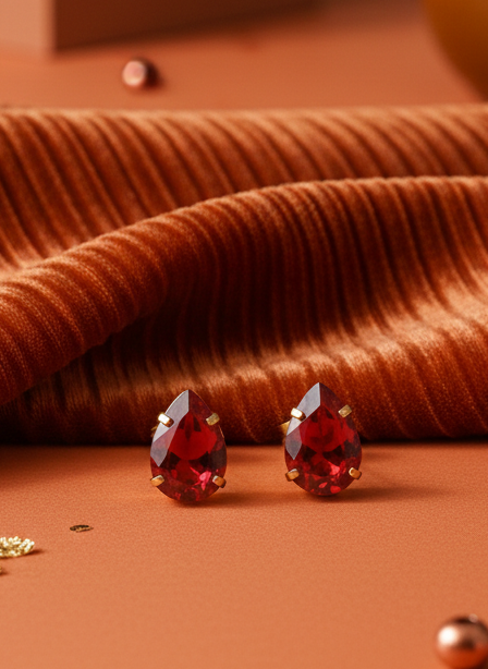 Brinco Zircônia Gota Rubi