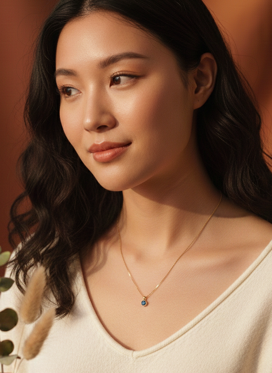 Colar Ponto de Luz Azul Royal