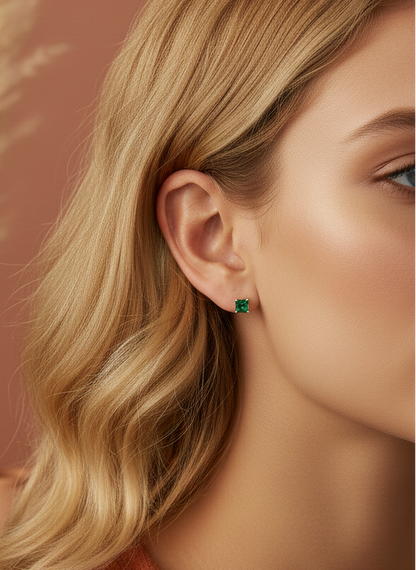 Brinco Quadrado Verde Esmeralda